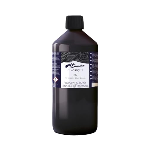 H DUPONT DU0601000100C - Peinture Sur Soie Classique Noir N°100 - Pot De 1 L - Colorants acides pour une qualité supérieure - Idéale pour les professionnels, grande contenance von H Dupont