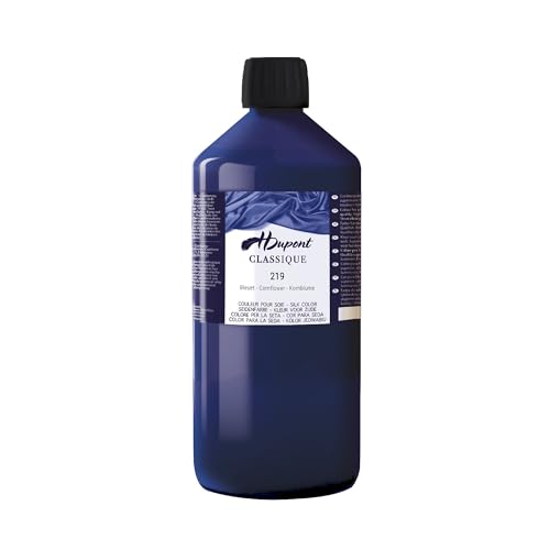 H DUPONT DU0601000219C - Peinture Sur Soie Classique Bleuet N°219 - Pot De 1 L - Colorants acides pour une qualité supérieure - Idéale pour les professionnels, grande contenance von H Dupont