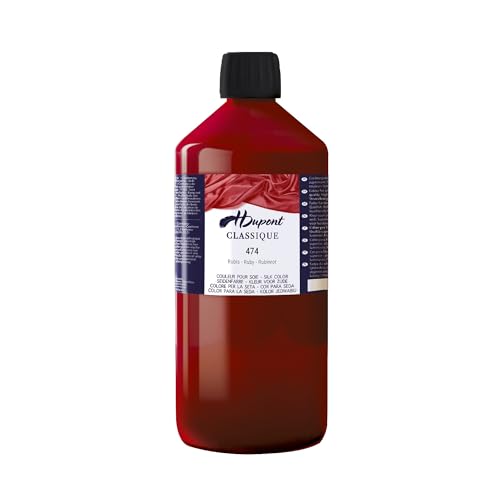 H DUPONT DU0601000474C - Peinture Sur Soie Classique Rubis N°474 - Pot De 1 L - Colorants acides pour une qualité supérieure - Idéale pour les professionnels, grande contenance von H Dupont