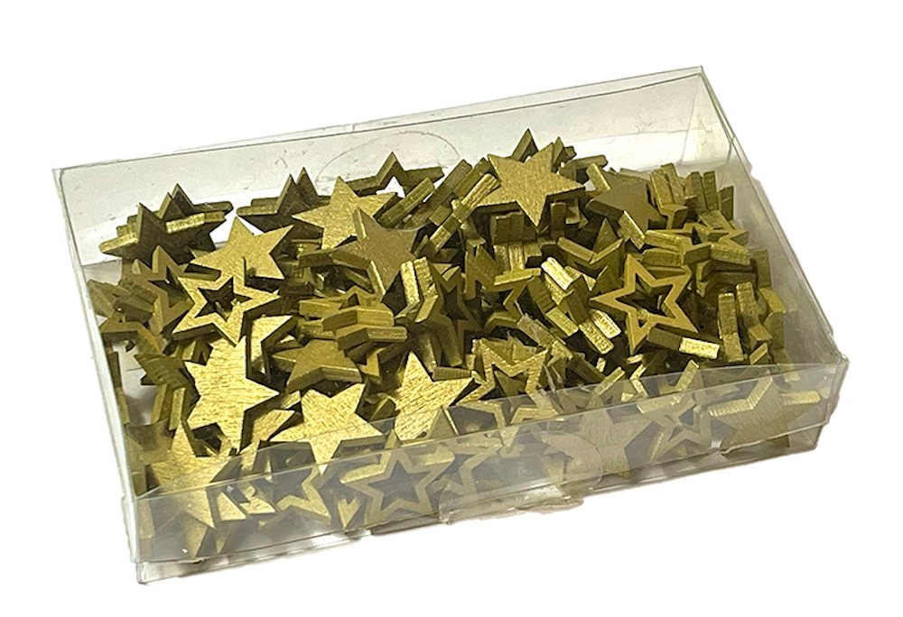 H-Erzmade Konfetti Mini-Holz-Sterne, gold glänzend 144 Stück von H-Erzmade
