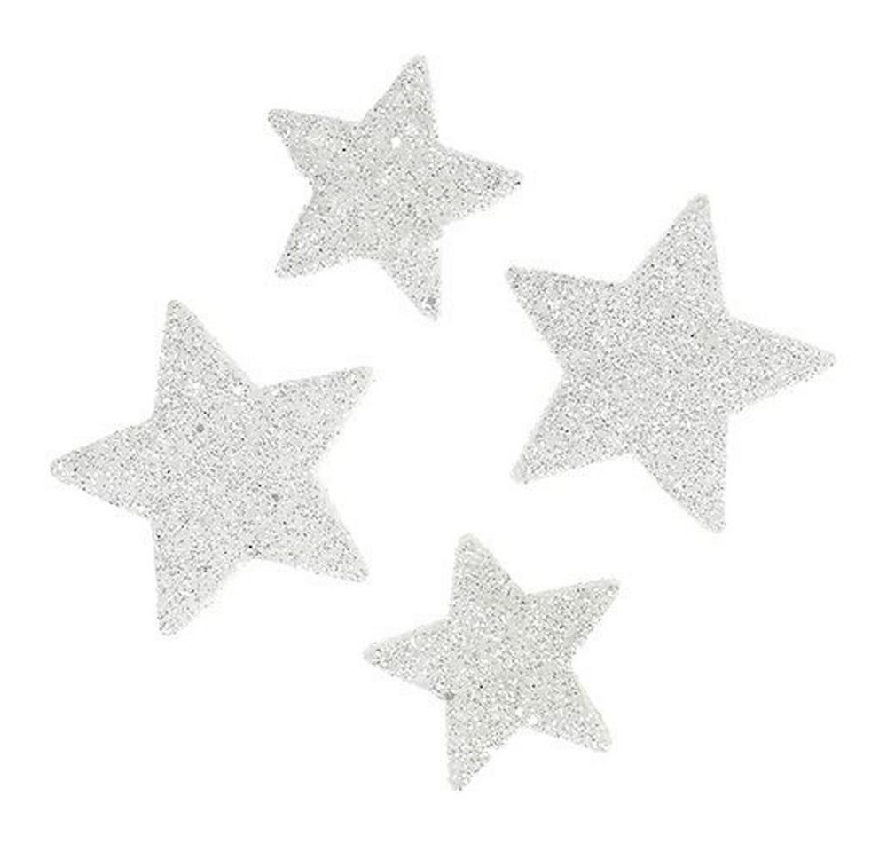 H-Erzmade Streudeko Streudeko Sterne weiß mit Glimmer 4-5cm 72St von H-Erzmade