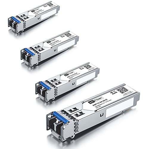 4 Stück, 1000BASE-LX SFP Transceiver, SFP zu LC, 1.25G Singlemode modul Kompatibel mit Cisco GLC-LH-SM/GLC-LH-SMD, MA-SFP-1GB-LX20, Ubiquiti UniFi UF-SM-1G, Mikrotik S-31DLC20D, Netgear AGM732F... von H!Fiber.com