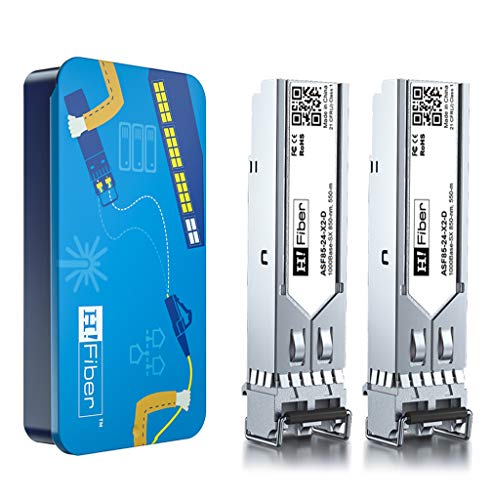 für HPE 1000BASE-SX SFP Transceiver, 1.25G SFP zu LC Multimode Glasfasermodul (J4858A, J4858B, J4858C, Aruba J4858D) unterstützt HPE ProCurve Switch，2 Pack von H!Fiber.com