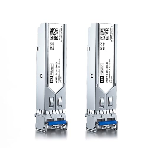 2 Stück, 1000BASE-LX SFP Transceiver, SFP zu LC, 1.25G Singlemode modul Kompatibel mit Cisco GLC-LH-SM/GLC-LH-SMD, MA-SFP-1GB-LX20, Ubiquiti UniFi UF-SM-1G, Mikrotik S-31DLC20D, Netgear AGM732F... von H!Fiber.com