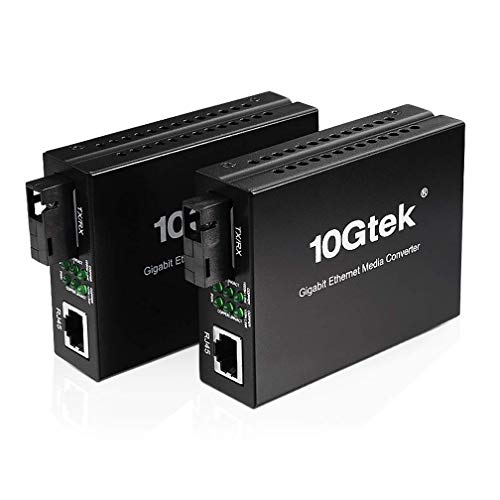 H!Fiber.com EIN Paar Bidi Gigabit Ethernet Medienkonverter, 1.25G SFP zu RJ45 Glasfaser zu Kupfer, Eingebauter Bidi SFP Transceiver (1000Base-LX, 20km, Singlemode Simplex SC ) von H!Fiber.com
