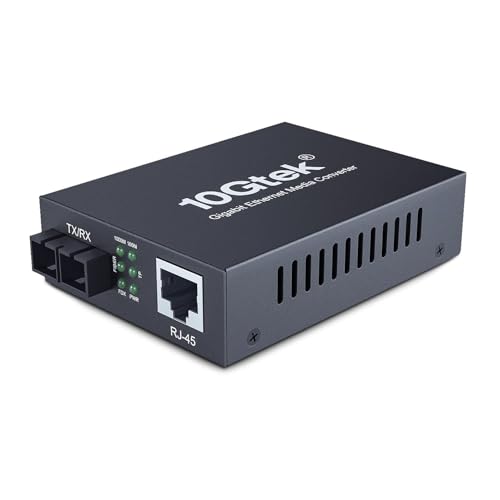 H!Fiber.com Gigabit Ethernet Medienkonverter, 1.25G SFP zu RJ45 Glasfaser zu Kupfer, Eingebauter SFP Transceiver (1000Base-LX, 20km, Singlemode dual SC ) von H!Fiber.com