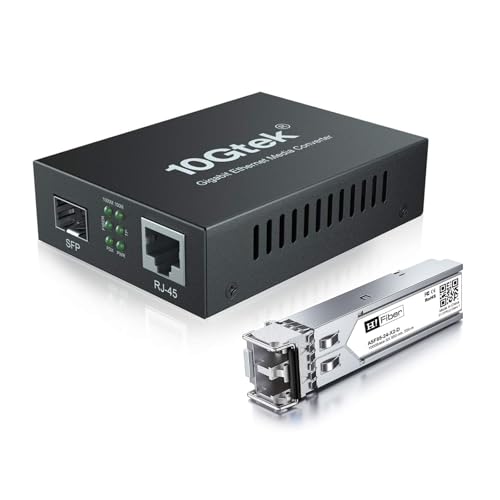 H!Fiber.com Gigabit Ethernet Medienkonverter, 1.25G SFP zu RJ45 Glasfaser zu Kupfer, mit einem SFP Transceiver (1000Base-SX, 550m, Multimode) von H!Fiber.com