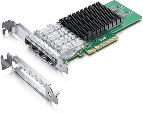 H!Fiber.com 10G NIC,Quad SFP+,10GbE Ethernet Netzwerk-Karte,SPEC Compatible zu X710-DA4,mit Intel XL710-BM1 Chip,Unterstützung Windows Server/Linux/VMware (Nicht Unterstützung X11, MAC) von H!Fiber.com