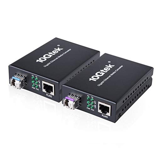 H!Fiber.com EIN Paar Bidi Gigabit Ethernet Medienkonverter, 1.25G SFP zu RJ45 Glasfaser zu Kupfer, Eingebauter Bidi SFP Transceiver (1000Base-LX, 20km, Singlemode Simplex LC ) von H!Fiber.com