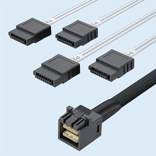 H!Fiber.com Internes HD Mini SAS (SFF-8643 Host) zu 4x SATA (Target) Kabel, SFF-8643 zu 4x SATA Kabel, 0.5 Meter (1.65ft) von H!Fiber.com