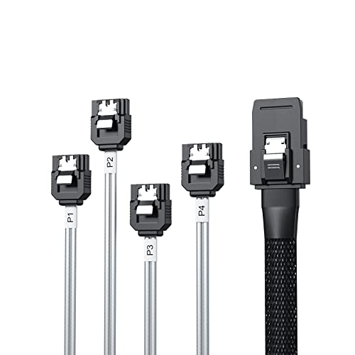 H!Fiber.com Internes SAS-Kabel, 4 Lane Minisas SAS (SFF-8087) an 4xSATA 7pin, 0.8 Meter (2.6ft) von H!Fiber.com