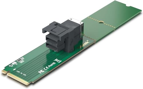 H!Fiber.com M.2 (M Key) auf SFF-8643 Adapter, PCIe3.0 8GT/s X4, Stamp Opening Design, 32Gbps Busbreite für PC, Workstation, Server, Windows und Linux kompatibel von H!Fiber.com
