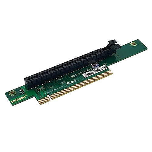 H!Fiber.com PCIe 16x Riser Card 270-Grad R-Angle Riser Adapter Card für 1U, PCIe X16 Male to Female Interface Extender Protection Card, Kompatibel mit Supermicro Riser Card RSC-RR1U-E16 von H!Fiber.com