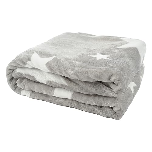 Große Weiche Flanell Kuscheldecke, 100% Polyester Flauschig Fleecedecke, Warm Decke für Bett - Stern, 130x160cm von H HANSEL HOME