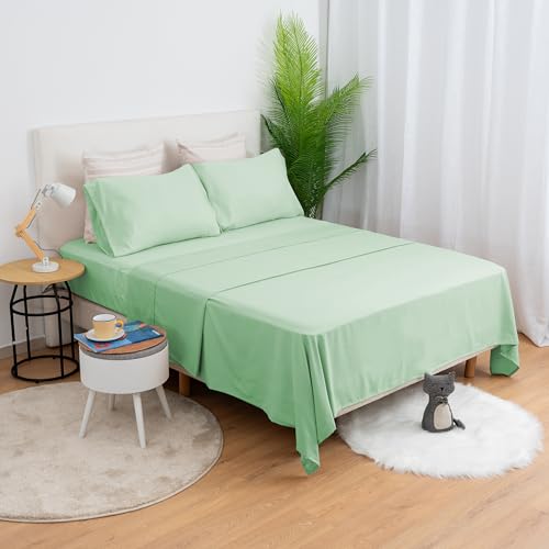 H HANSEL HOME Bettwäsche-Set 4-Teilig für 180x190/200cm Bett 100% Microfaser atmungsaktiv,Enthält 1 Bettlaken, 1 Spannbettlaken und 2 Kissenbezug - Grün H HANSEL HOME Bettwäsche-Set 4-Teilig für 180x190/200cm Bett 100% Microfaser atmungsaktiv,Enthält 1 Bettlaken, 1 Spannbettlaken und 2 Kissenbezug - Grün von H HANSEL HOME