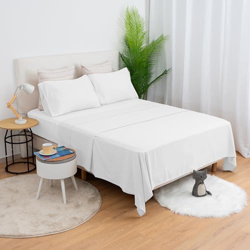 H HANSEL HOME Bettwäsche-Set 4-Teilig für 180x190/200cm Bett 100% Microfaser atmungsaktiv,Enthält 1 Bettlaken, 1 Spannbettlaken und 2 Kissenbezug - Weiß H HANSEL HOME Bettwäsche-Set 4-Teilig für 180x190/200cm Bett 100% Microfaser atmungsaktiv,Enthält 1 Bettlaken, 1 Spannbettlaken und 2 Kissenbezug - Weiß von H HANSEL HOME