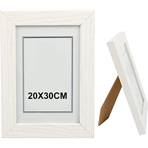 H HANSEL HOME Holz Bilderrahmen 20x30cm, Holz Fotorahmen Weiß mit Glasplatte für Tisch und Wand von H HANSEL HOME