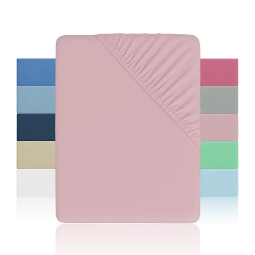 Mikrofaser Spannbettlaken 135x190/200cm Matratzen bis 28cm, Mikrofaser Spannbetttuch Weich, Atmungsaktiv, Pflegeleicht - Rosa von H HANSEL HOME
