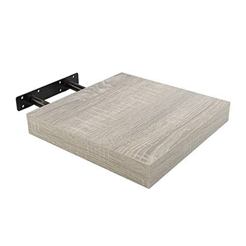 Wandregal 25 x 25 x 4 cm, Schwebend Hängeregal graue Eichenfarbe, Wandboard Bücherregal Regale Dekorativ maximale Belastung 5kg Wandregal 25 x 25 x 4 cm, Schwebend Hängeregal graue Eichenfarbe, Wandboard Bücherregal Regale Dekorativ maximale Belastung 5kg von H HANSEL HOME