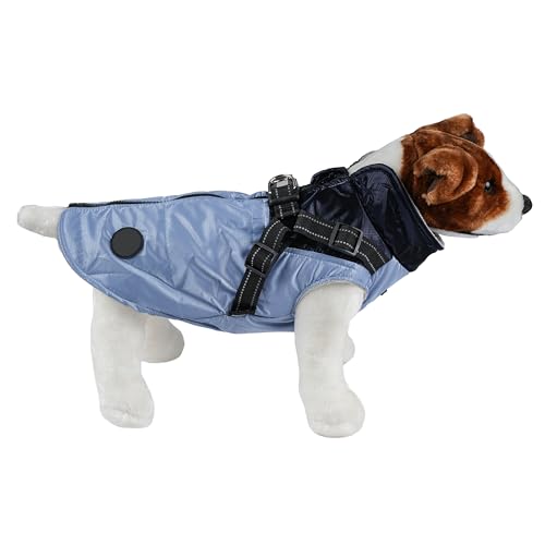 Warme Hundejacke, Hundemantel für Hunde, Hundepullover, Winddichte Winterweste mit Ring für Geschirr - Dunkelblau und Blau, 4XL von H HANSEL HOME