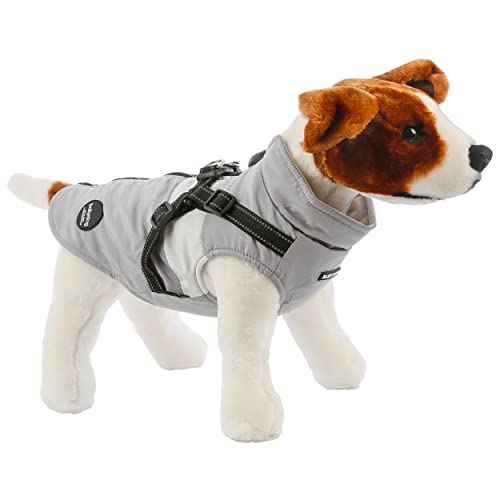 Warme Hundejacke, Hundemantel für Kleine und Mittelgroße Hunde, Hundepullover, Winddichte Winterweste mit Ring für Geschirr Stil C, Grau, M von H HANSEL HOME