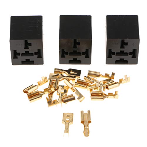 40A 5 Poliger KFZ Relaissockel, Sockelhalter, Stecker Plus 15 Klemmen, 3er Set von H HILABEE