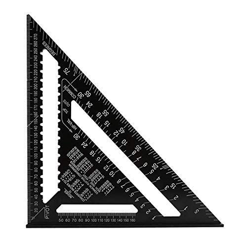 H HOMEWINS Zimmermannswinkel 300mm Metrisch Winkelmesser Anschlagwinkel aus Aluminium, Multifunktional Winkel Werkzeug zum präzisen Anreißen und Zeichnen von H HOMEWINS