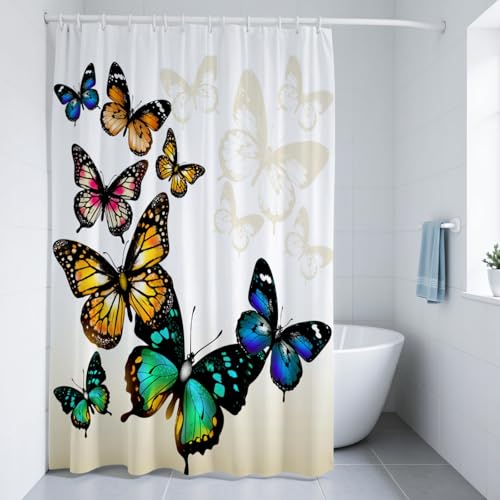 H HOMEWINS Duschvorhang 180x200 cm Polyester Textil mit Muster, Waschbar und Schimmelresistant, Wasserdicht und Schnell Trocknend, Badevorhang mit 12 Duschvorhangringe -Schmetterlinge H HOMEWINS Duschvorhang 180x200 cm Polyester Textil mit Muster, Waschbar und Schimmelresistant, Wasserdicht und Schnell Trocknend, Badevorhang mit 12 Duschvorhangringe -Schmetterlinge von H HOMEWINS