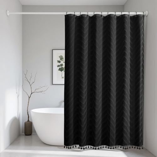 HOMEWINS Duschvorhang 180x200 cm im Böhmischen Stil, Badzimmer Waschbar und Anti-schimmel Polyestertextilien, Schwarz Badvorhang Duschvorhänge mit 12 C-Form Ringe HOMEWINS Duschvorhang 180x200 cm im Böhmischen Stil, Badzimmer Waschbar und Anti-schimmel Polyestertextilien, Schwarz Badvorhang Duschvorhänge mit 12 C-Form Ringe von H HOMEWINS