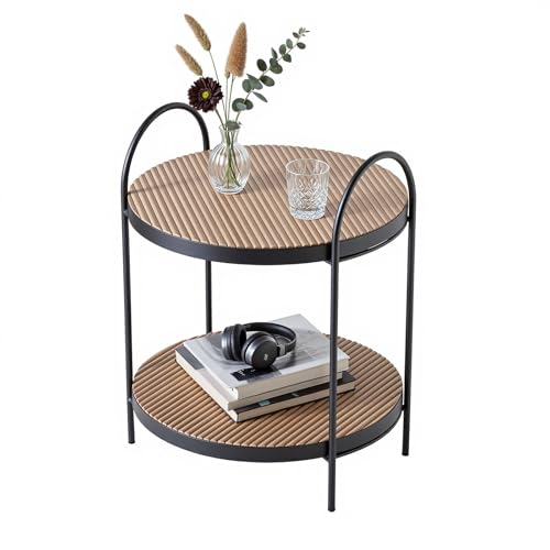H HOMEWINS Beistelltisch aus Holz und Metall, Ø40 cm, H45 cm, Holzplatte & schwarzer Eisenrahmen, Moderner Nachttisch, Couchtisch oder Ablagetisch H HOMEWINS Beistelltisch aus Holz und Metall, Ø40 cm, H45 cm, Holzplatte & schwarzer Eisenrahmen, Moderner Nachttisch, Couchtisch oder Ablagetisch von H HOMEWINS