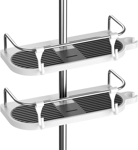 Hawsam Ohne Bohren Duschablage für die Duschstange - Badezimmer Dusche Rack Verstellbar Höhe, Für Duschstange mit Durchmesser von 19mm - 25mm (2Stück) von H Hawsam