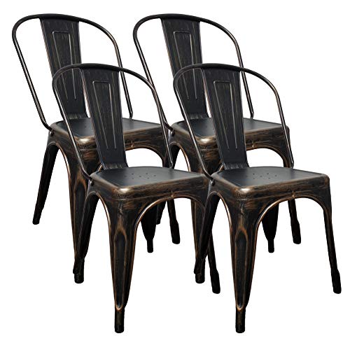 H JINHUI 4er Set Stuhl Küchenstuhl Möbel Esszimmerstuhl für Cafe/Bistro/resturant/Hochzeit (Gold Schwarz) von H JINHUI