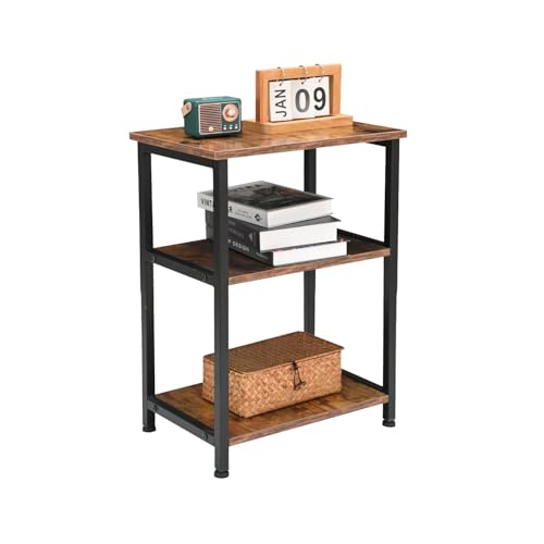 H JINHUI 3-stufiger Beistelltisch, Sofa-Beistelltisch, Massivholz-Beistelltisch mit hohem Fuß und Ablagefläche, Nachttisch für Wohnzimmer, Schlafzimmer, Büro, Industrie-Stil, Rustikales Braun H JINHUI 3-stufiger Beistelltisch, Sofa-Beistelltisch, Massivholz-Beistelltisch mit hohem Fuß und Ablagefläche, Nachttisch für Wohnzimmer, Schlafzimmer, Büro, Industrie-Stil, Rustikales Braun von H JINHUI