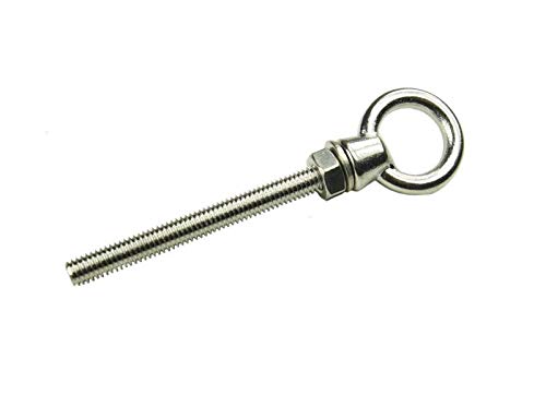 Augbolzen/Ringschraube V4A – M6 x 60mm/M8 x 80mm/M10 x 100mm – mit metrischem Gewinde – aus Edelstahl A4 V4A – mit Mutter und Unterlegscheibe (M10 x 100mm) von H K B