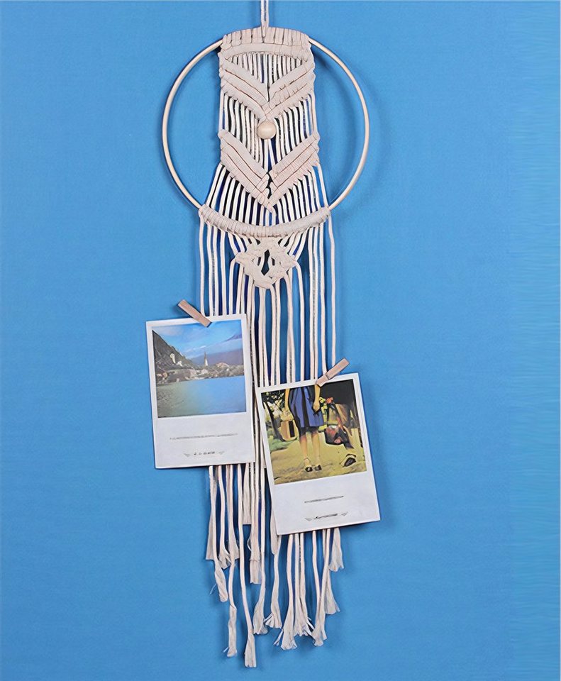 H-basics Wanddekoobjekt Boho Wanddeko Makramee Wandbehang Böhmischer Wandteppich - Design: Ring mit Ornamenten 19*73cm von H-basics