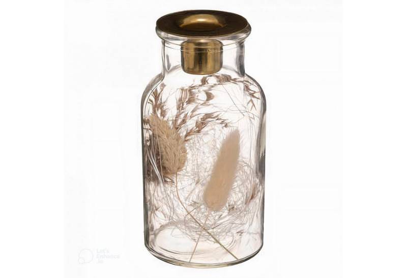 H-basics Kerzenhalter Trockenblumen Glaskerzenhalter - Kerzenhalter, Spitzkerzen Glas, Windlicht, Teelicht, Leuchter, Dekoration, Wohnzimmer, Schlafzimmer von H-basics