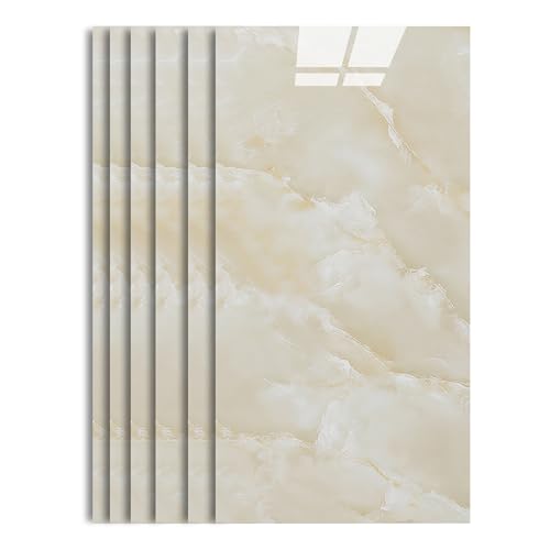 H-basics Klebefliesen Marmor Design 10 Stück - 60cm x 30cm, 3D Fliesenaufkleber, Selbstklebend, Küchenrückwand (Beige) von H-basics