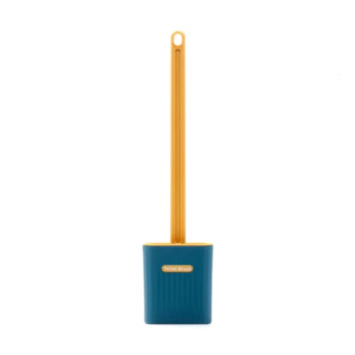 H-basics Toilettenbürste mit Behälter in Gelb Blau - WC Bürste Klobürste mit schnell trocknendem Haltersatz von H-basics