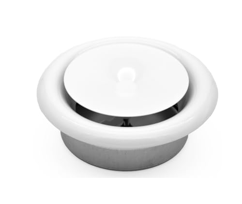 H&C VENT verstellbares Tellerventil - runde Stahl Abdeckung & Belüftung mit verstellbarem Diffusor - Lüftungsrohr Ventil & Lüftungsgitter Abzug, Abluftroh (Zuluf I Metall I Weiß, Ø 125 mm) H&C VENT verstellbares Tellerventil - runde Stahl Abdeckung & Belüftung mit verstellbarem Diffusor - Lüftungsrohr Ventil & Lüftungsgitter Abzug, Abluftroh (Zuluf I Metall I Weiß, Ø 125 mm) von H&C VENT