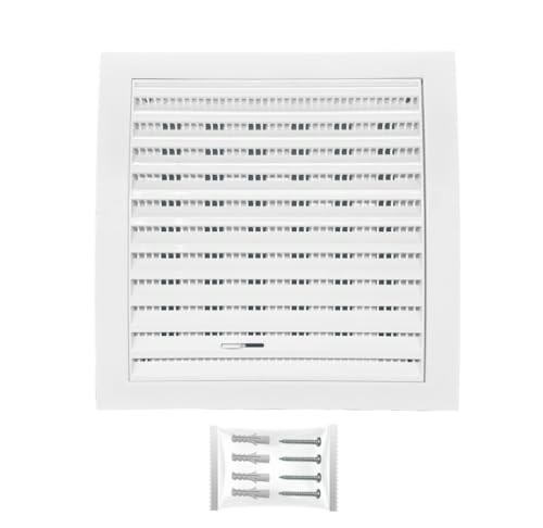 H&C VENT Lüftungsgitter Ø 150 mm Durchmesser 190 x 190 mm Weiß mit Schieber und Insektenschutz- HVAC Abdeckkappe für Abluftkanäle ABS- Dunstabzugshaube Rohr quadratisch Luftzufuhrsystem Element von H&C VENT