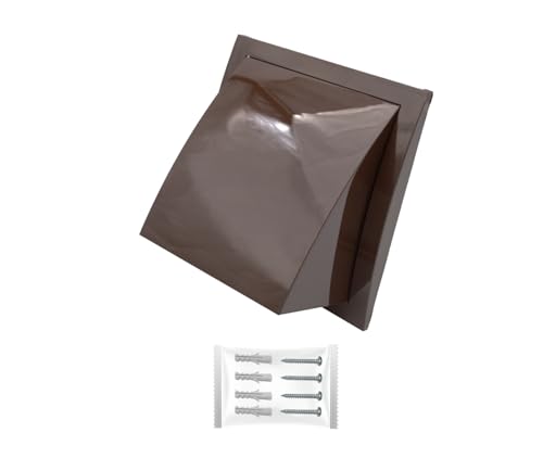 H&C VENT Lüftungsgitter eckig mit Rückstauklappe - Kunststoff Wetterschutzgitter zur Dunstabzug Abdeckung außen - Belüftungsgitter - Ablufthaube Lüftung (Braun, 150 x 150 mm I Ø 100 mm) von H&C VENT