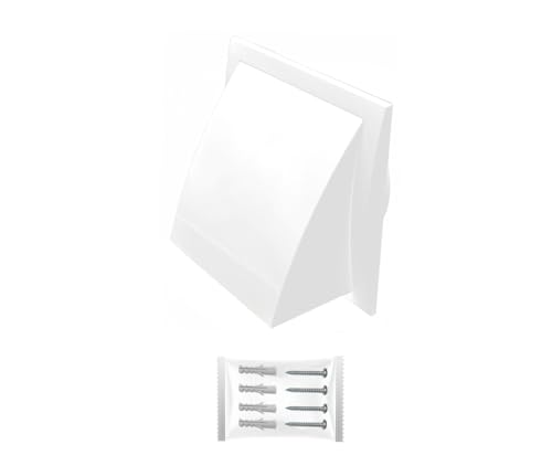 H&C VENT Lüftungsgitter eckig mit Rückstauklappe - Kunststoff Wetterschutzgitter zur Dunstabzug Abdeckung außen - Belüftungsgitter - Ablufthaube Lüftung (Weiß, 190 x 190 mm I Ø 150 mm) von H&C VENT
