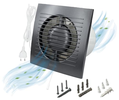 H&C VENT Ø 100mm Badlüfter mit Stecker mit Schalter -1,5m │ Bad Ventilator IPX4 15W 100m³/h 32dB │ Abluftventilator Für Badezimmer Küche Garage Gewächshaus Growzelt WC Fan│ Lüfter Wand Decke Fenster von H&C VENT
