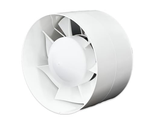 H&C VENT Ø 125mm Rohrventilator/Bad Ventilator │ Leise Badlüfter IPX4 16W 150m³/h 36dB │ Abluftventilator Für Badezimmer Küche Garage Gewächshaus Growzelt WC Fan Lüfter Absaugung Fenster Wand Decke von H&C VENT