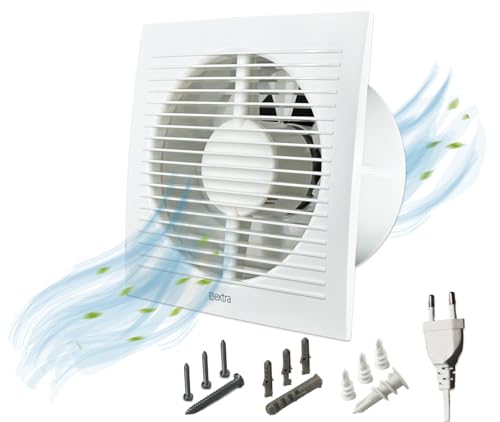 H&C VENT Ø 150mm Bad Ventilator mit Zeitschaltuhr │ Leise Badlüfter IPX4 20W 200m³/h 40dB │ Abluftventilator Für Badezimmer Küche Garage Gewächshaus Growzelt WC Fan│ Lüfter Wand Decke Fenster von H&C VENT