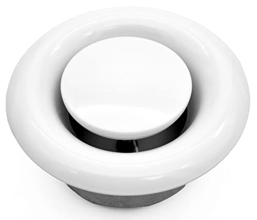 H&C VENT verstellbares Tellerventil - runde Stahl Abdeckung & Belüftung mit verstellbarem Diffusor - Lüftungsrohr Ventil & Lüftungsgitter Abzug, Abluftroh (Abluft I Metall I Weiß, Ø 160 mm) von H&C VENT
