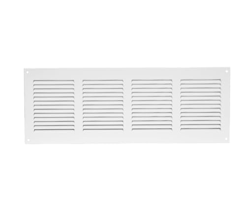 H&C VENT Lüftungsgitter Edelstahl eckig 400x150mm weiß mit Insektenschutz - HVAC Wetterschutzgitter zur Dunstabzug Abdeckung außen - Belüftungsgitter für Abzug, Garage, Tür, Kühlschrank - Luftgitter von H&C VENT