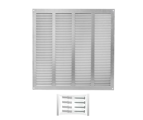 H&C VENT Lüftungsgitter Verzinkter Stahl eckig 400x400mm mit Insektenschutz - Wetterschutzgitter zur Dunstabzug Abdeckung außen - Belüftungsgitter für Abzug, Garage, Tür, Kühlschrank - Luftgitter von H&C VENT