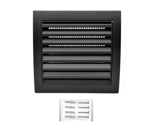 H&C VENT Lüftungsgitter 150 x 150 mm Anthrazit Abdeckhaube mit Insektenschutz - HVAC Kanalkappe ABS- Dunstabzugshaube Rohr Vierkant Luftzufuhrsystem Element von H&C VENT