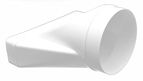 H&C VENT Lüftungsübergang gerade 125 mm Ø auf 55 x 220 mm Flachkanal Rohrverbinder PVC - Rundes Rohr auf quadratisches Flachrohr Weißes Abluftsystemelement von H&C VENT